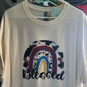 Blessed Rainbow screen.printed shirt. Brand new, never worn. Boutique closeout.